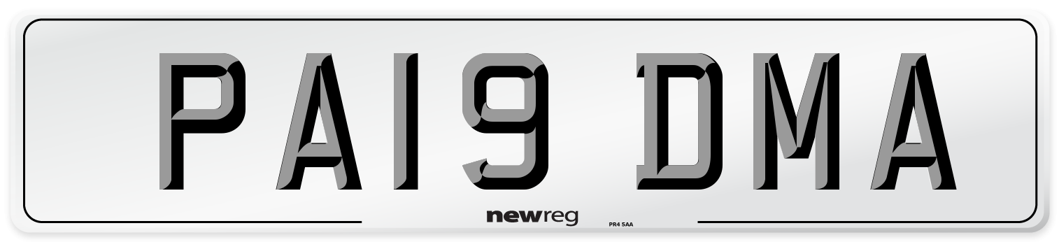 PA19 DMA Number Plate from New Reg